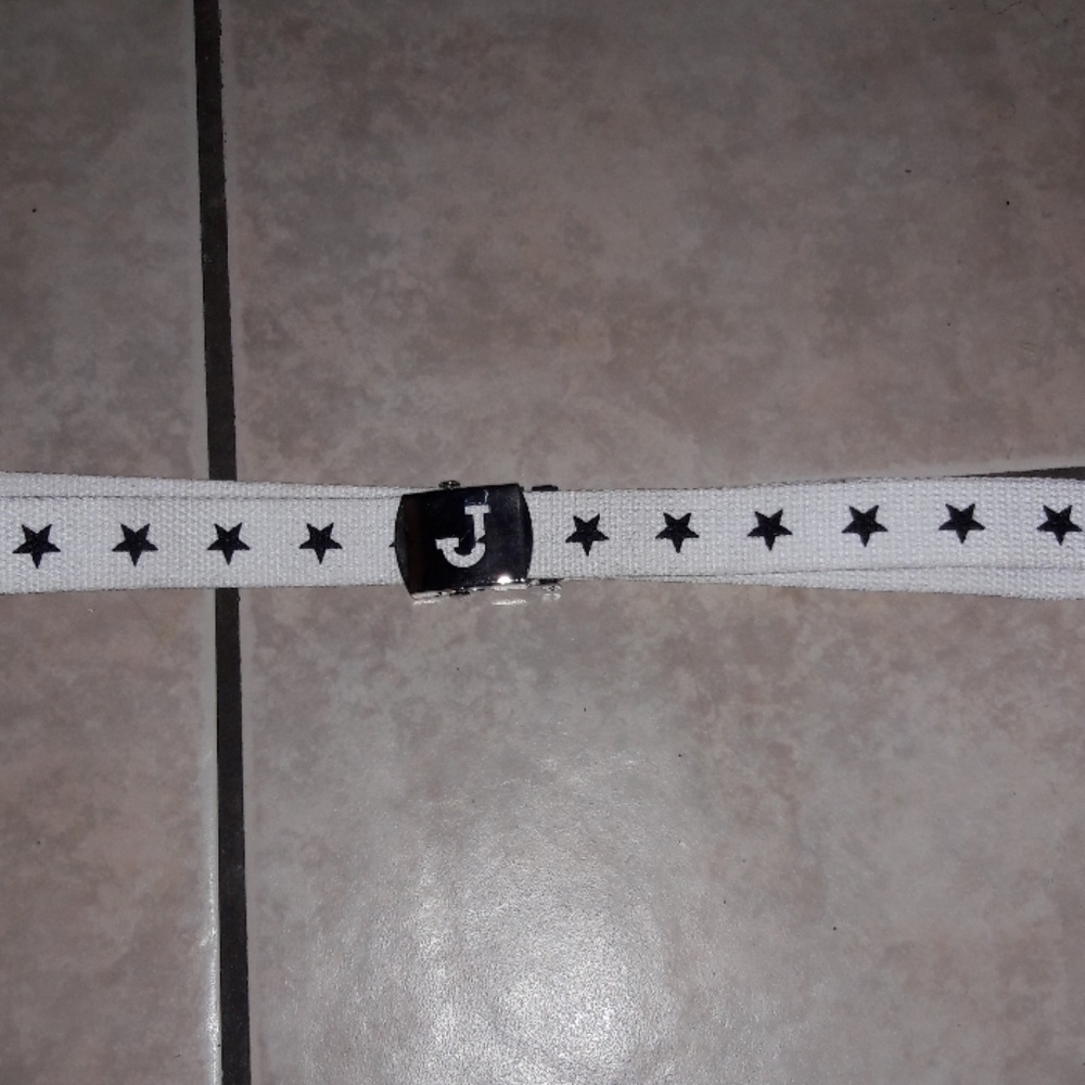 White Blue Stars Belt Adjustable Monogram J  Med